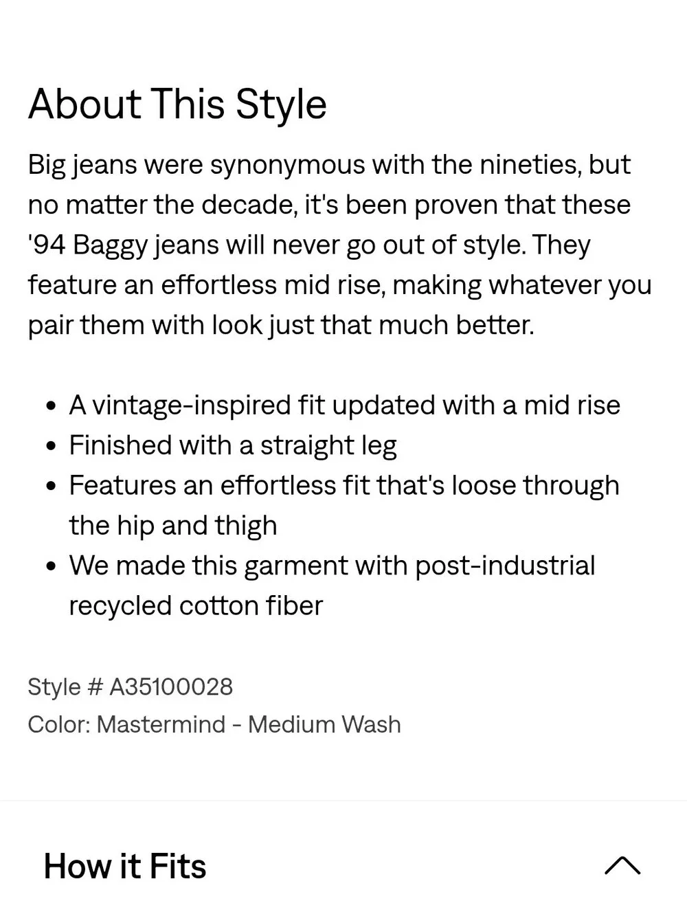Levi's 94 Baggy Jeans